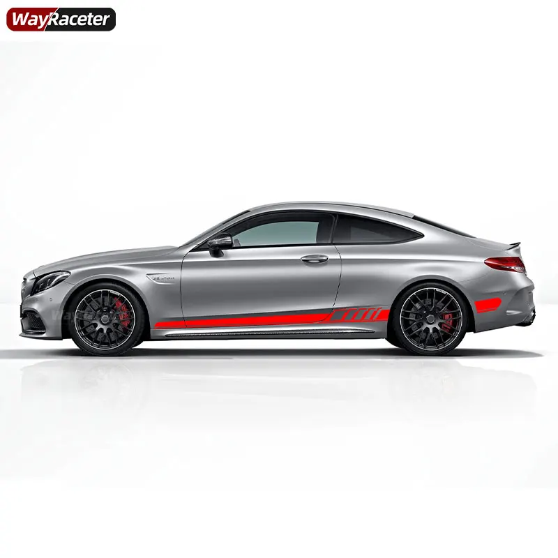 Наклейка на юбку с одной дверью и боковыми полосками для Mercedes Benz W205 C63 AMG C Class Coupe C205