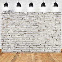 laeacco white rustic brick wall backdrop for birthday wedding festival party newborn baby adult portrait photography background