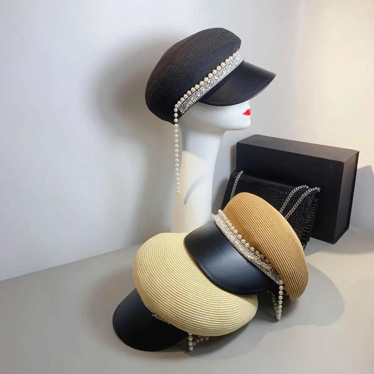 Шляпа женская из искусственного жемчуга Соломенная Шапка с подвеской в виде