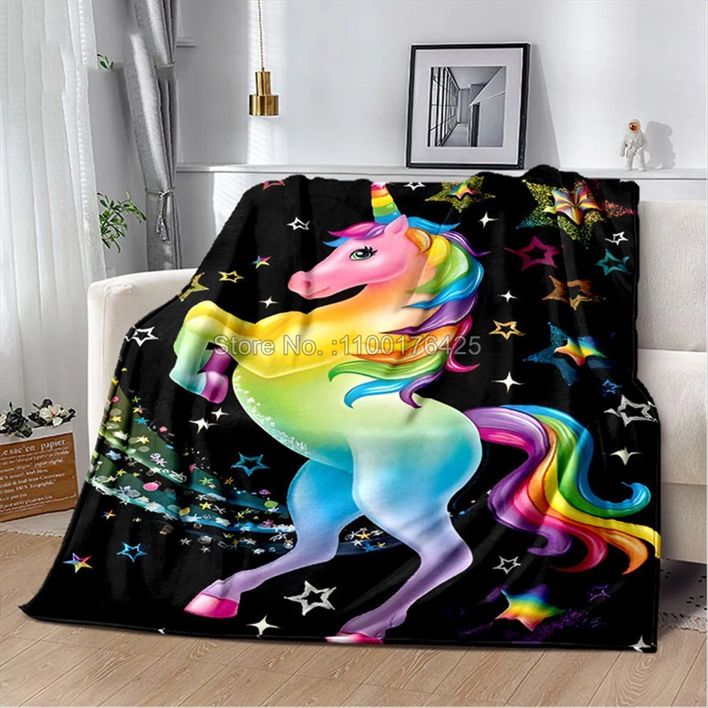 Черное мультяшное одеяло с единорогом на заказ одеяла для маленьких девочек и