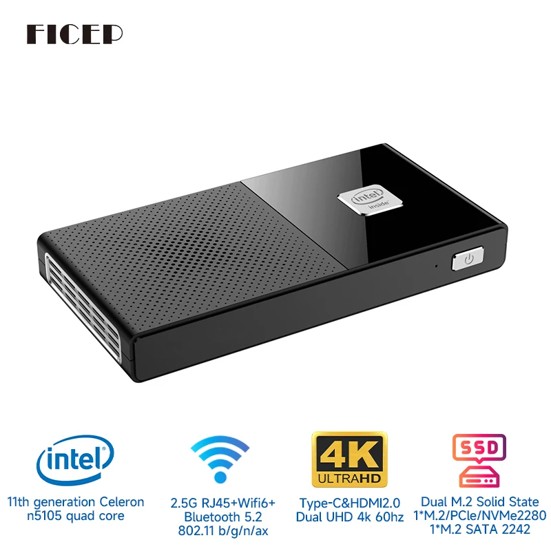 

M6 11th Gen Intel N5105 Mini PC Windows 11 DDR4 8G 256GB SSD NVMe HDMI-compatible 2.0 4K WiFi6 BT5.2 Mini Computer for Office