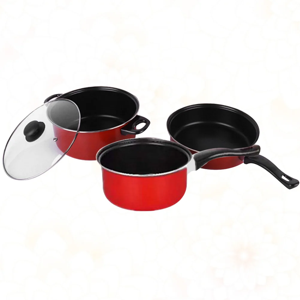 

Hemoton Non Stick Pan Set Stew Pot 3Pcs Nonstick Cookware Set Frying Pan Saucepan Nonstick Pot Kitchen Utensil Cooking