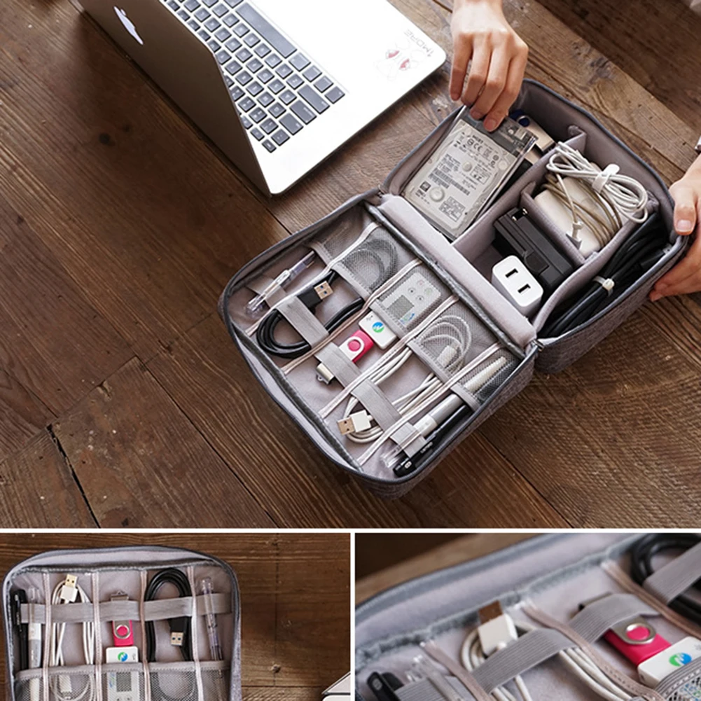 

Cable Organizer Bag Black/Grey Multifunctional Digital Bag Data Cable Storage Box For External Driver Basic First Aid Items