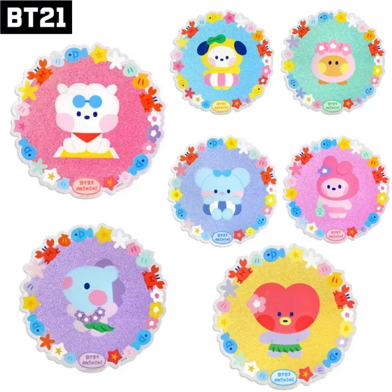 Новый Bt21 аниме Kawaii Cooky Sparkling Powder акриловая подставка противоскользящая круглая