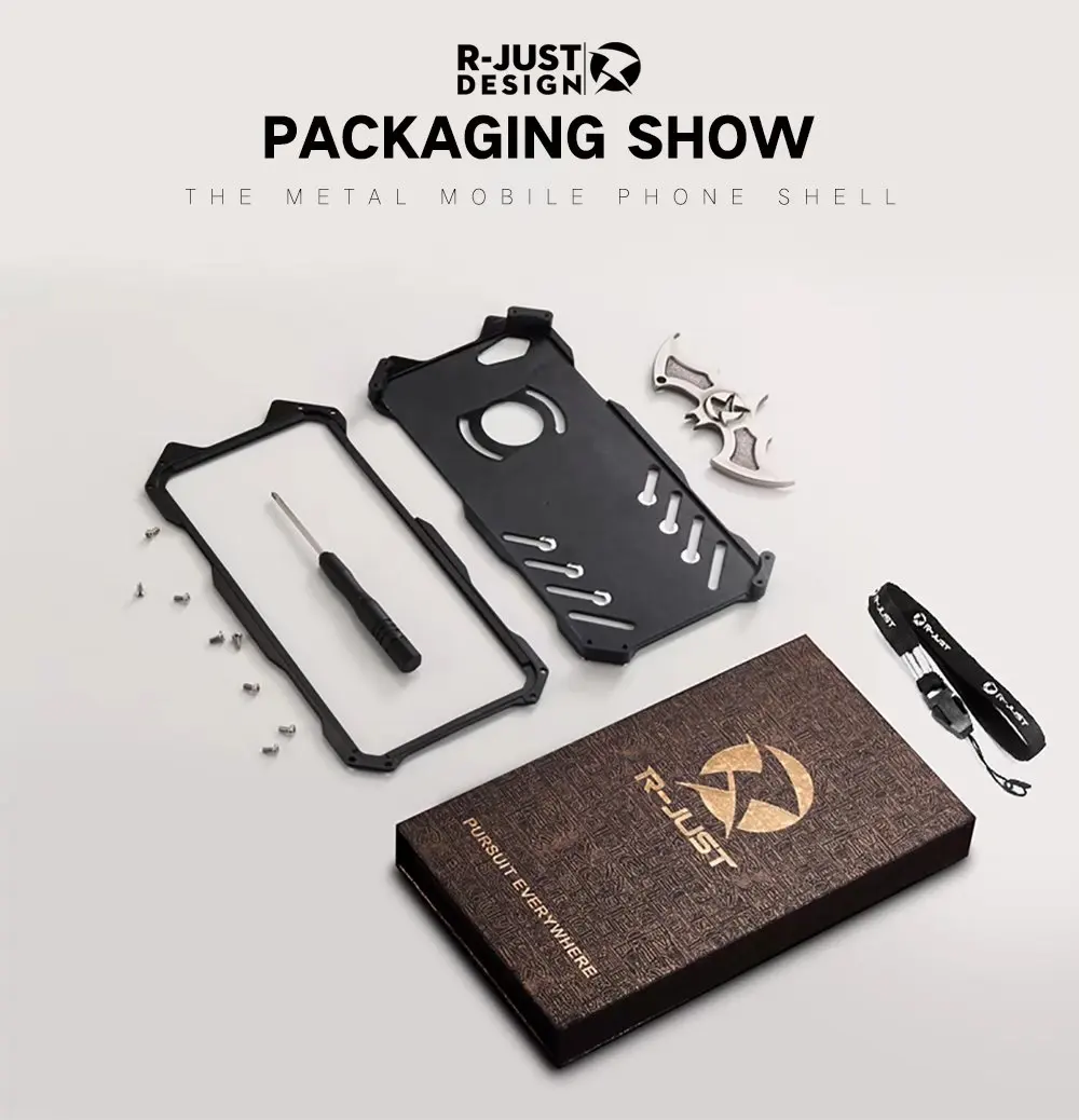 R-just Heavy Dust Metal Aluminum Armor Case Cover For Iphone 7 8 Plus I8 I8p +holder Black Cover For Iphone Se 2020