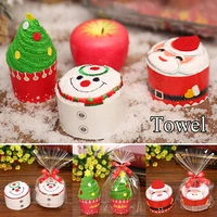 santa claus christmas tree cupcake cotton towel 3030cm boy girl embroidered towel party favors christmas gifts for guests