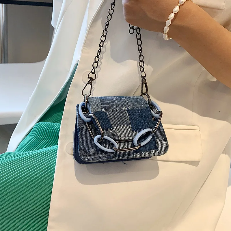 

CIKER Women's Summer New Trendy Fashion Denim Shoulder Small Square Bag Chain Messenger Beggar Bag Women's Bag