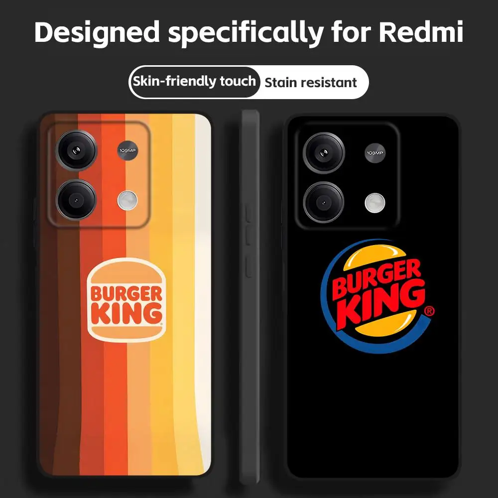 Фото Модный чехол для телефона Burger King для Redmi Note 17 15 14 13 12 11 Pro Plus S 5G, мягкий черный чехол для телефона. №1