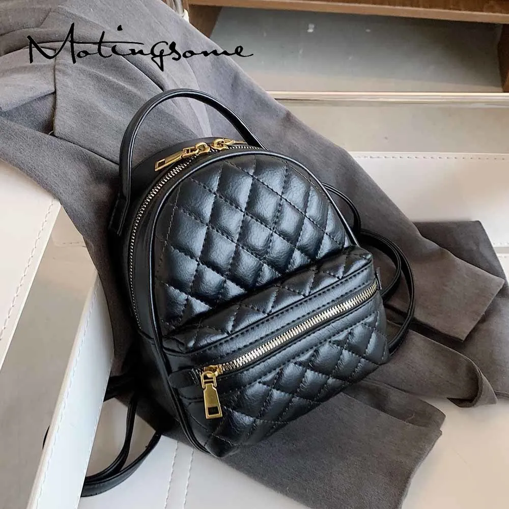 

Fashion Women Backpack Diamond Lattice Pattern Luxury Designer Bags Female PU Leather Small Back Pack School Bag Mochila 2021