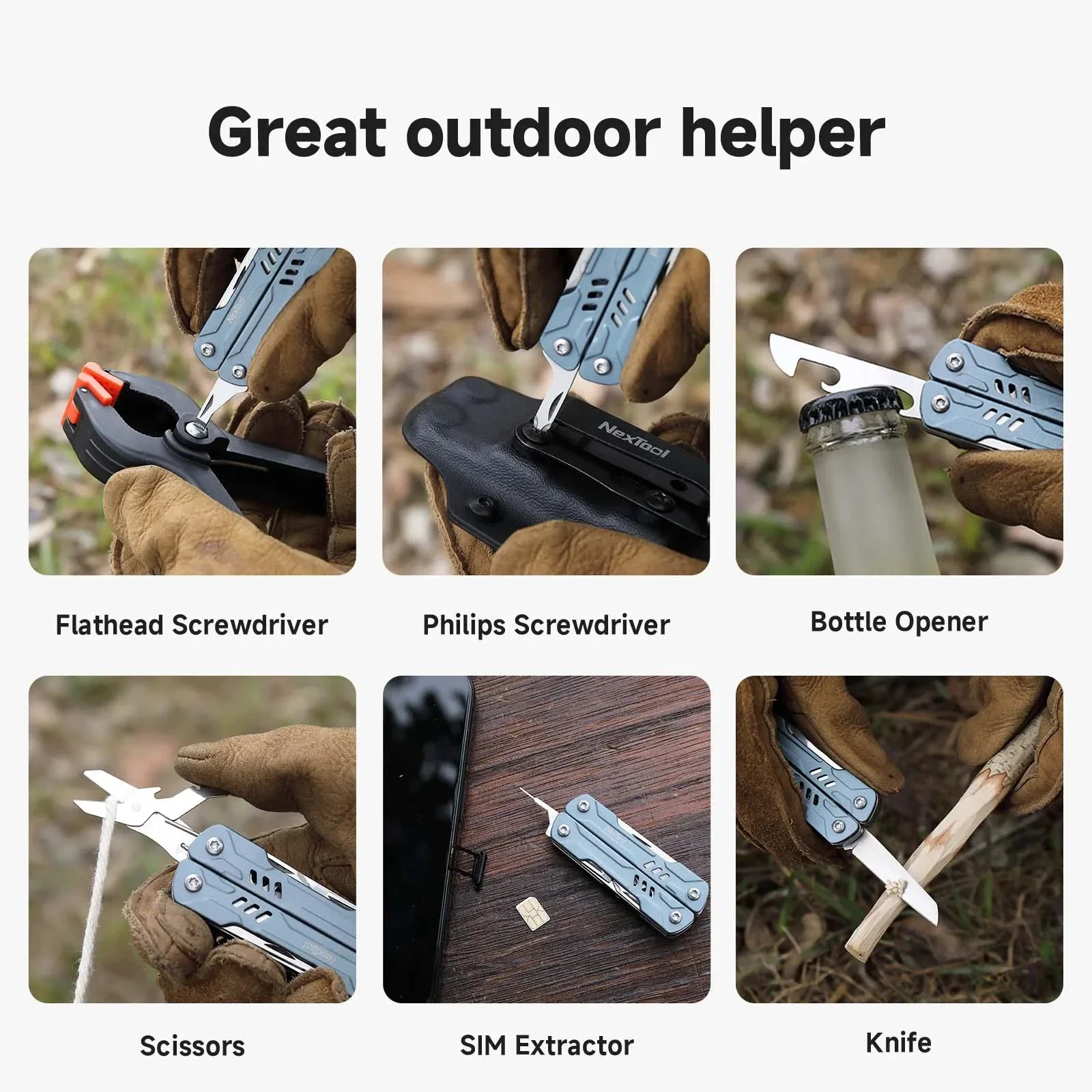 Фото NexTool Mini Sailor S11 Многофункциональные плоскогубцы 12 в 1, уличный складной многофункциональный инструмент, кусачки для проволоки, ножницы, булавка для карт, EDC, брелок, инструменты №5