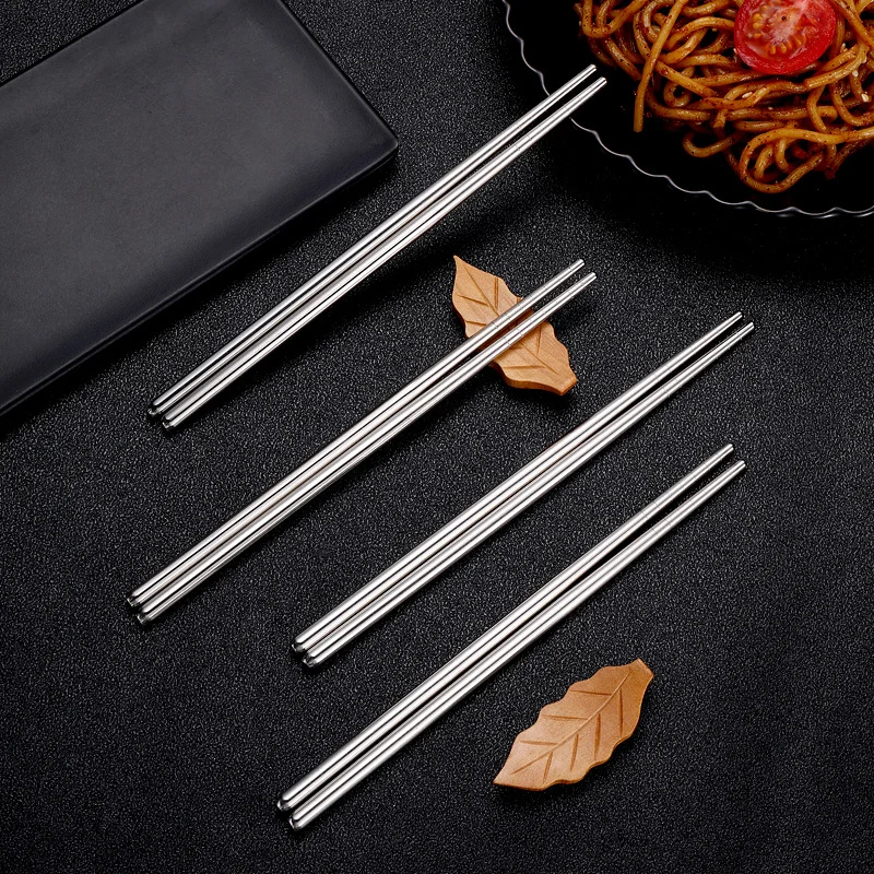 

Household Round Chopsticks Stainless Steel Canteen Fast Food Chopsticks High Temperature Non-slip Korean Chopsticks Cutlery Set