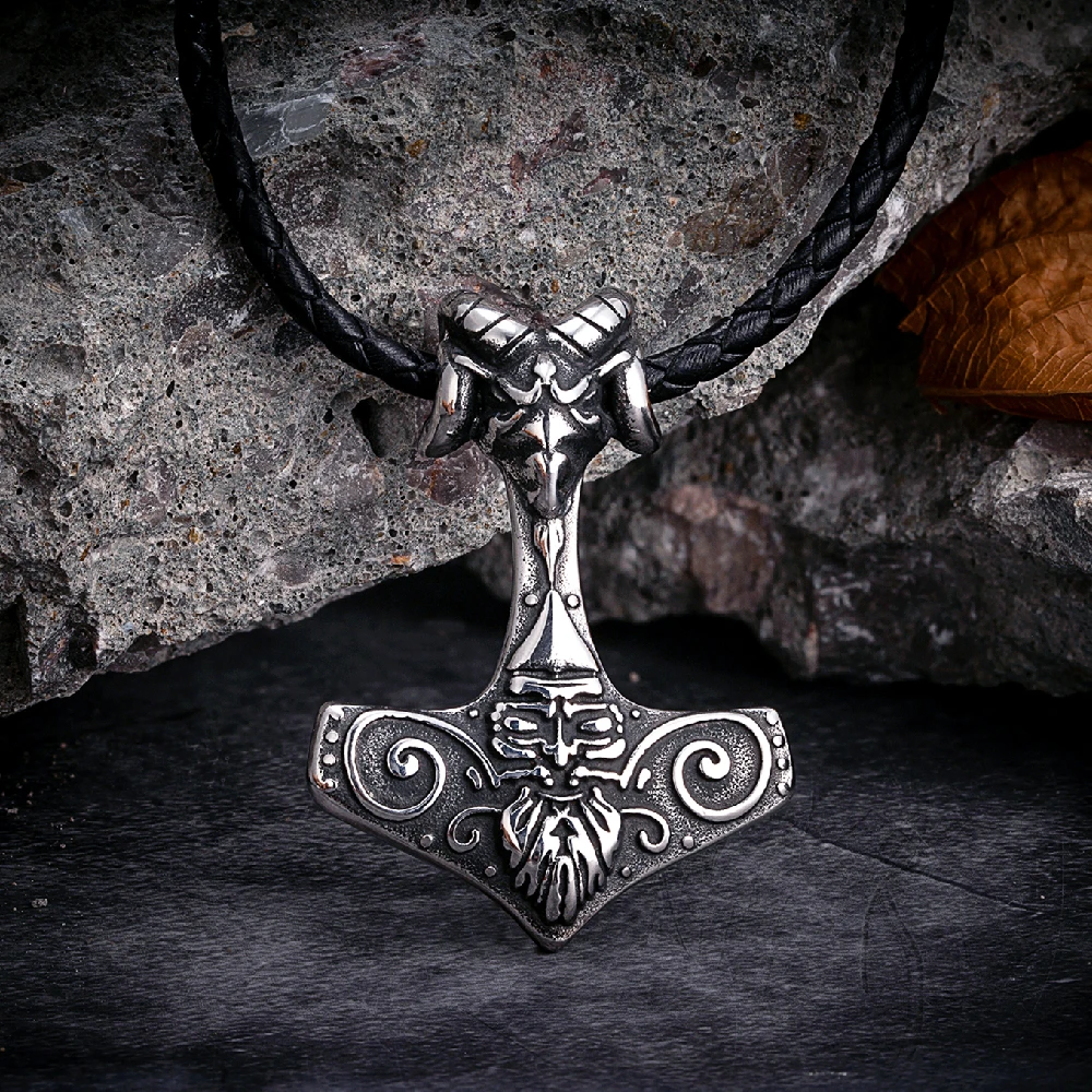 Ожерелья в стиле панк с козьей головой подвеска виде молота амулет из