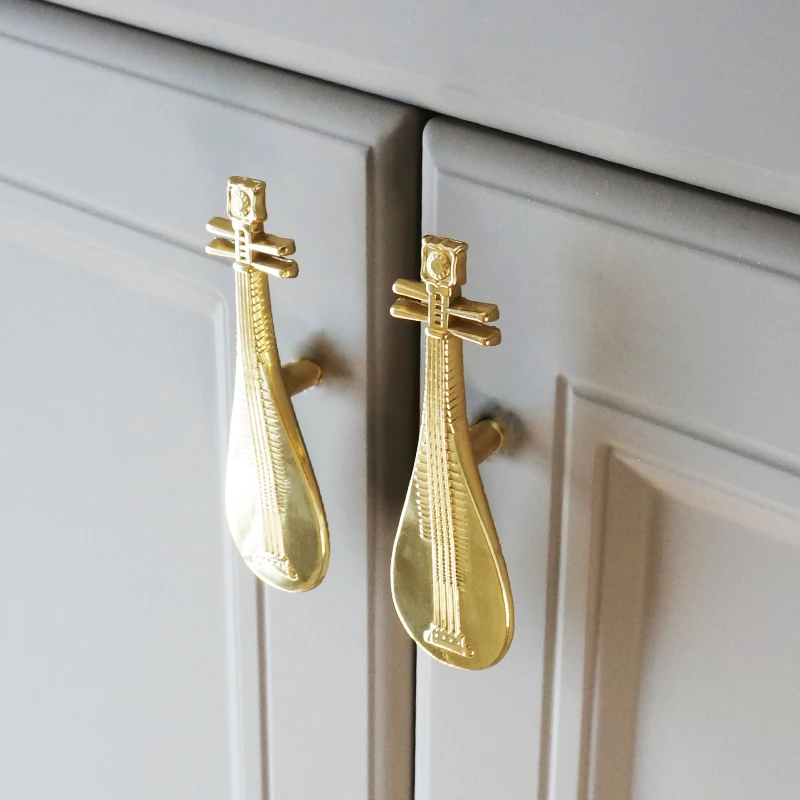 

Латунные китайские Музыкальные инструменты в стиле ретро-Пипа, ручка для шкафа, дверной ручки, ручки для мебели