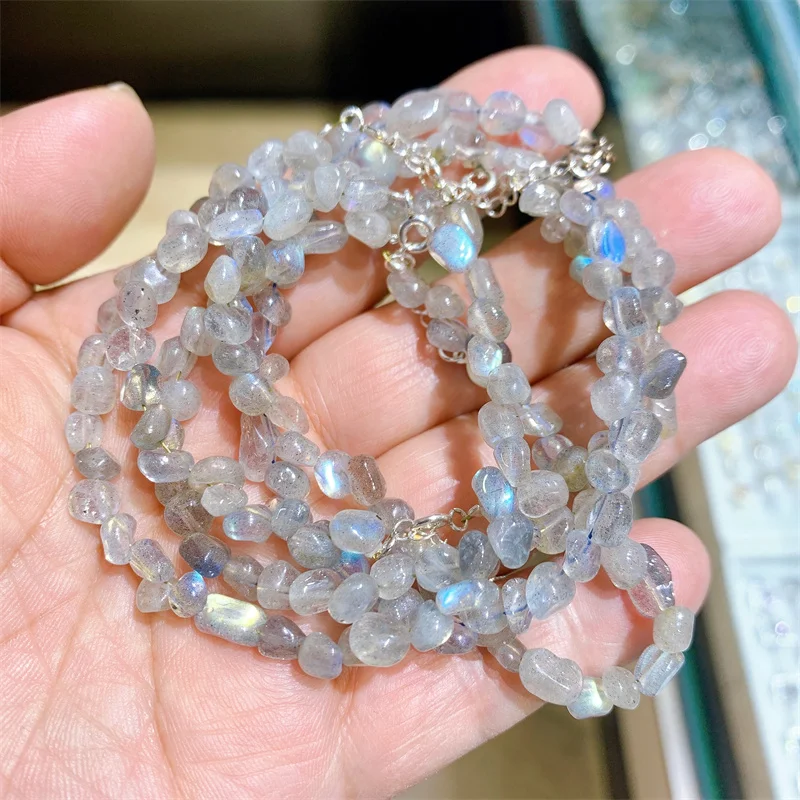 Браслет из натурального камня лабрадорита для женщин и мужчин изящный браслет с