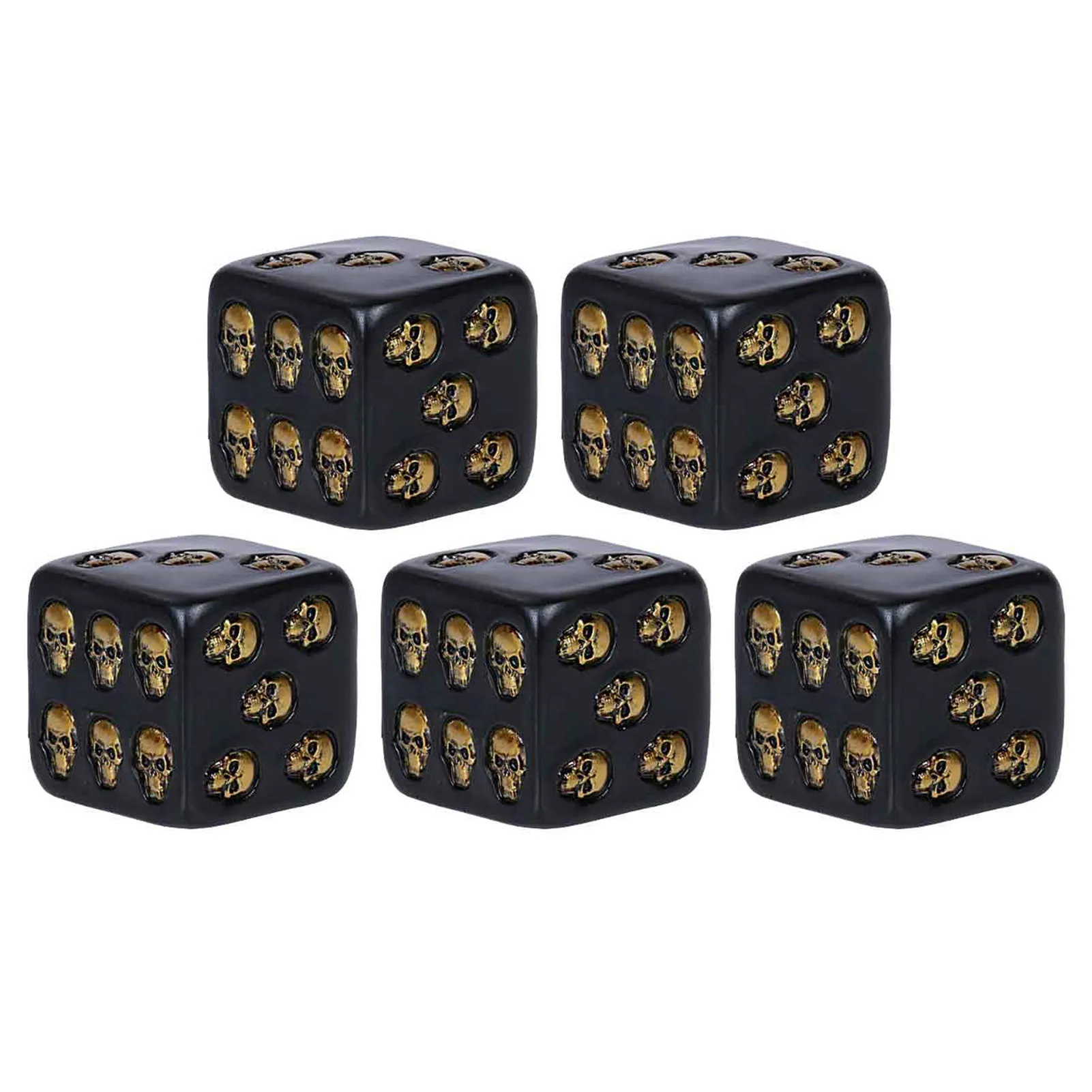 

5 Pieces Black Skull Dice DND Dice Halloween Dice 3D Skeleton Dice Decorative Mini Skull Face Gaming Dice Cube Dice For Club Pub