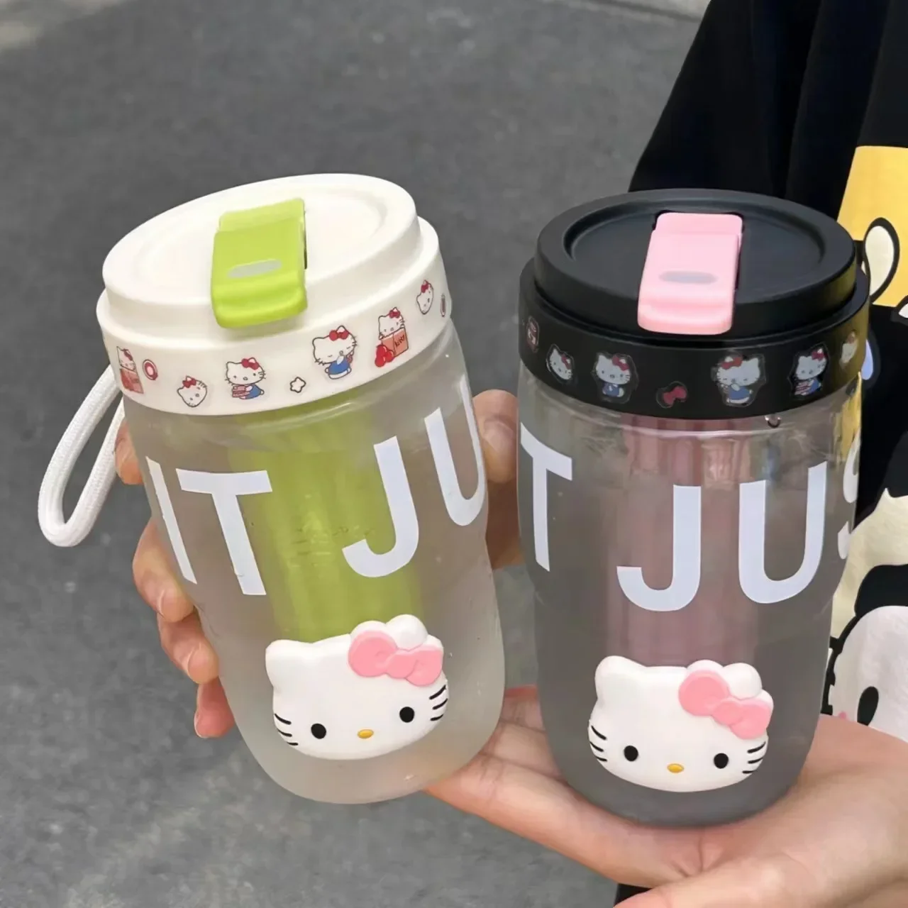 Sanrio Hello Kitty соломенная чашка с ремешком модная пластиковая для приготовления чая