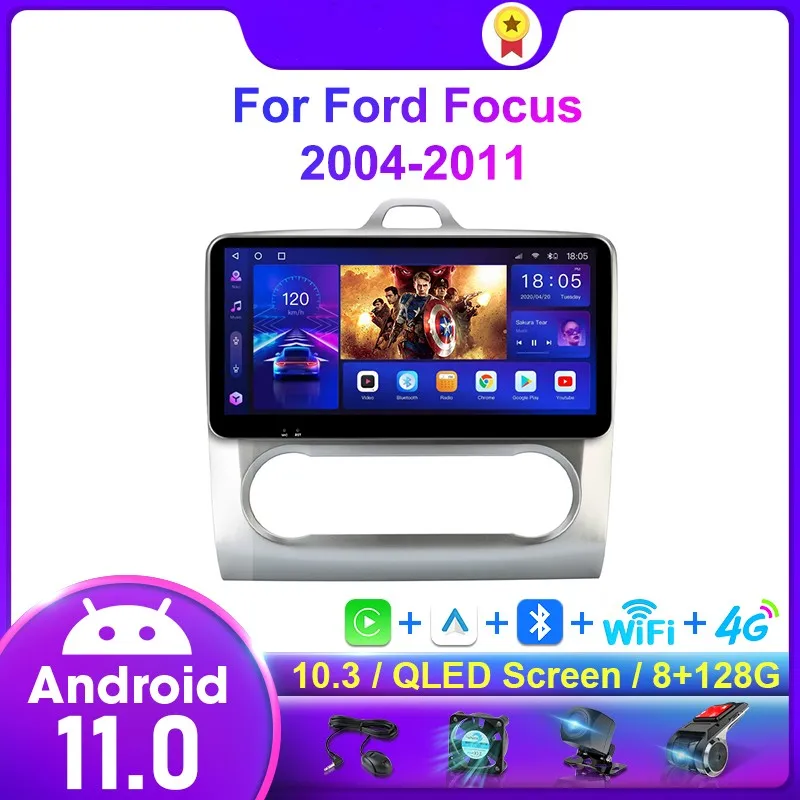

Dton 10.3" Carplay Android 11 Car Radio For Ford Focus Exi MT AT 2004-2011 Multimedia Player 2Din QLED Floating Screen Head Unit