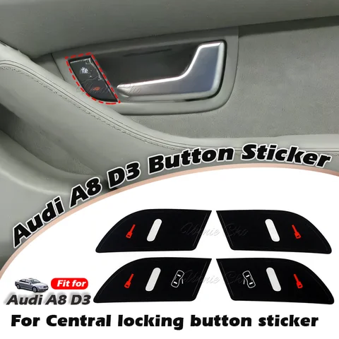 Внутренние кнопки для Audi A8 D3 4E, наклейки 2004-2009 для Audi S8 D3, аксессуары, полировка, изношенная панель MMI, центральный дверной замок
