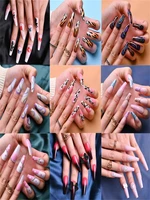 nail art finished accessories matte leopard print wearing a long nail art for woman