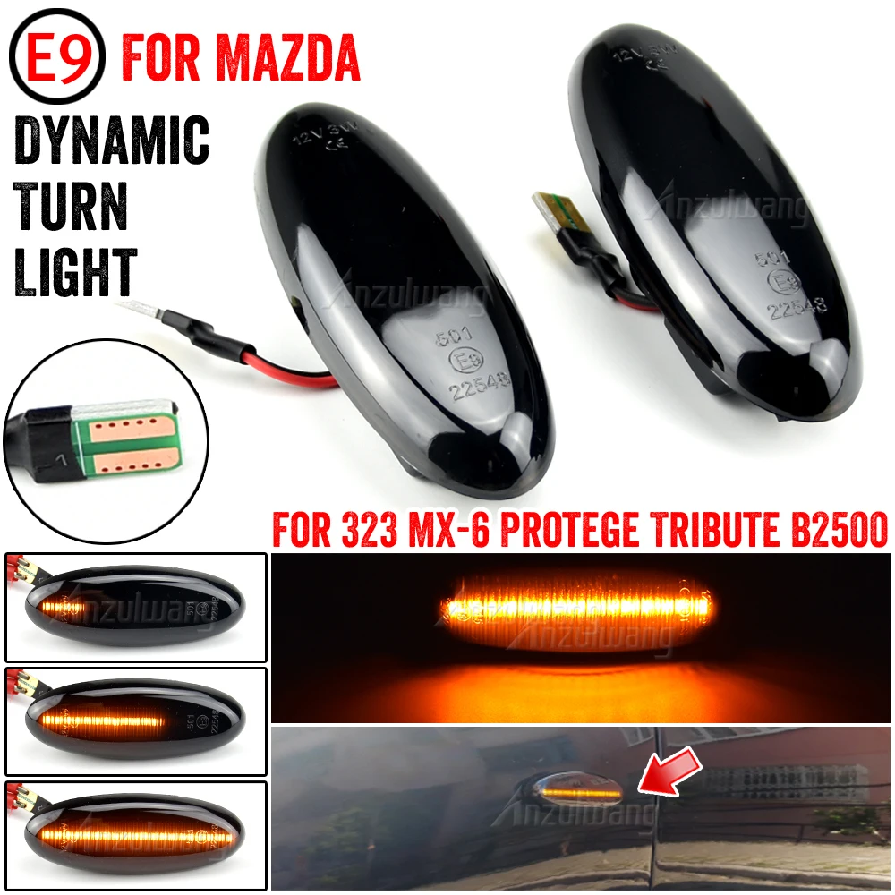 

Araba yanıp sönen dinamik LED yan işaret lambaları dönüş sinyali flaşör işıklar B33P51120A için MAZDA 323 Familia Protege Tribut