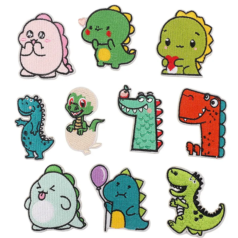 

New Cartoon Cute Little Dinosaur Embroidery Cloth Sticker Dinosaur Egg DIY Sewing Iron On Patches For Clothing Sticker Polyester