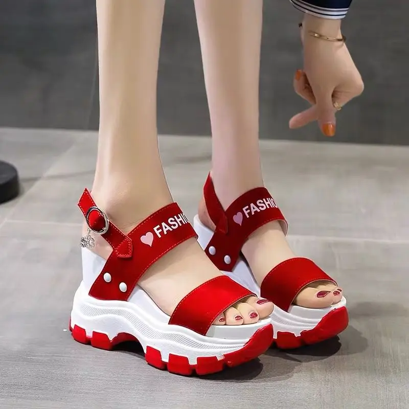 

Fashion Platform Sandals Women 2023 New Summer Chunky High Heels Female Wedges Shoes for Women Fish Toe Red Sandalia Feminina