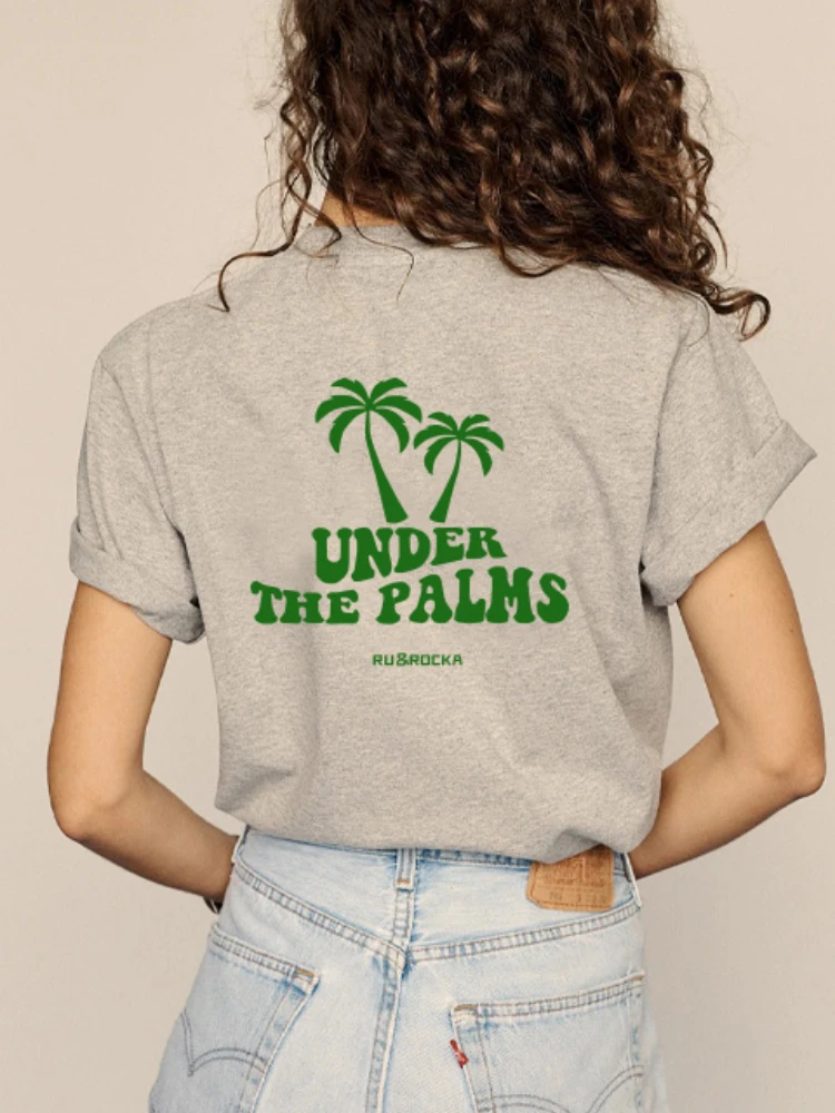 

2022 Summer Coconut Letter Print Double Sided T-Shirt Couple Short Sleeve Women T-Shirt