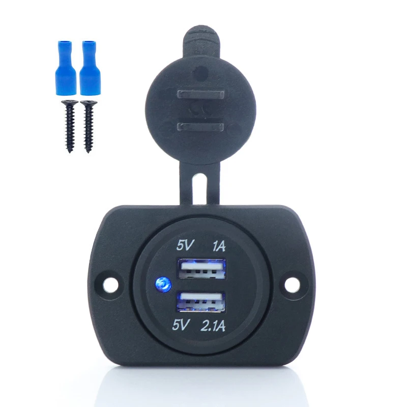 

12V 3.1A Dual USB Car Charger Outlet 2A/1A USB Charger Socket Power Adapter for Car Marine Motorcycle ATV RV