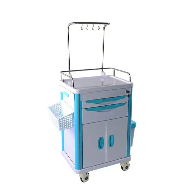

High quality Portable ABS IV Cart Infusion Trolley with Drawers and Cabinet for Patient First Aid hospital use