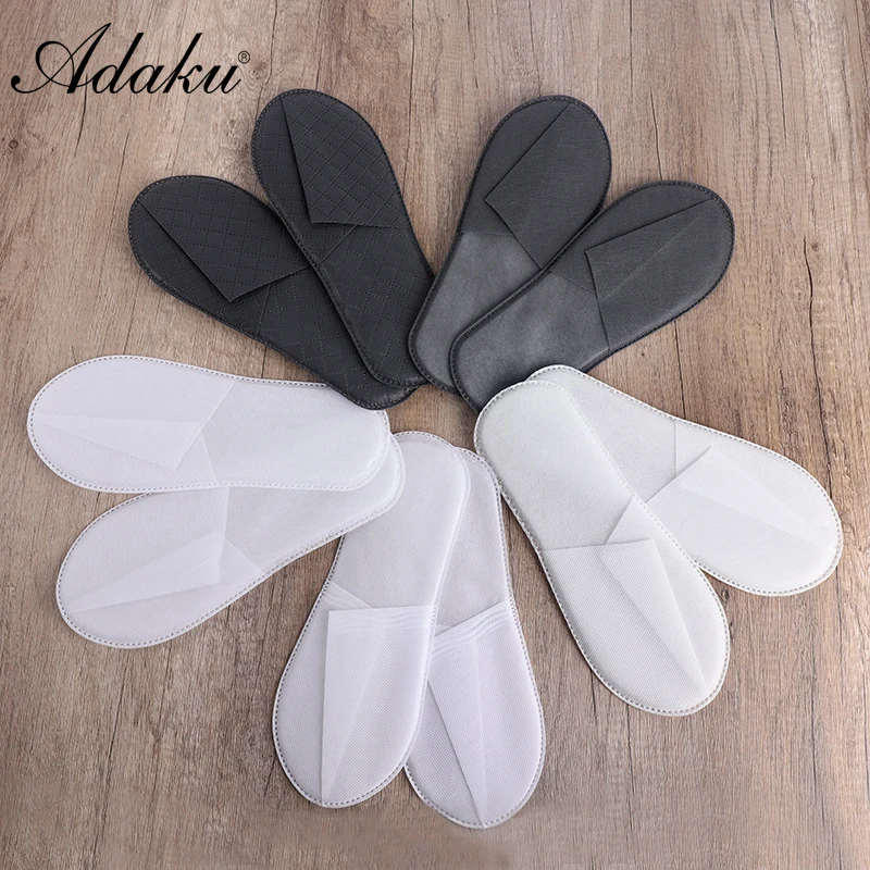 

Женские одноразовые Тапочки ADAKU 10 пар, экологически чистые разлагаемые нетканые тканевые Нескользящие шлепанцы для отеля