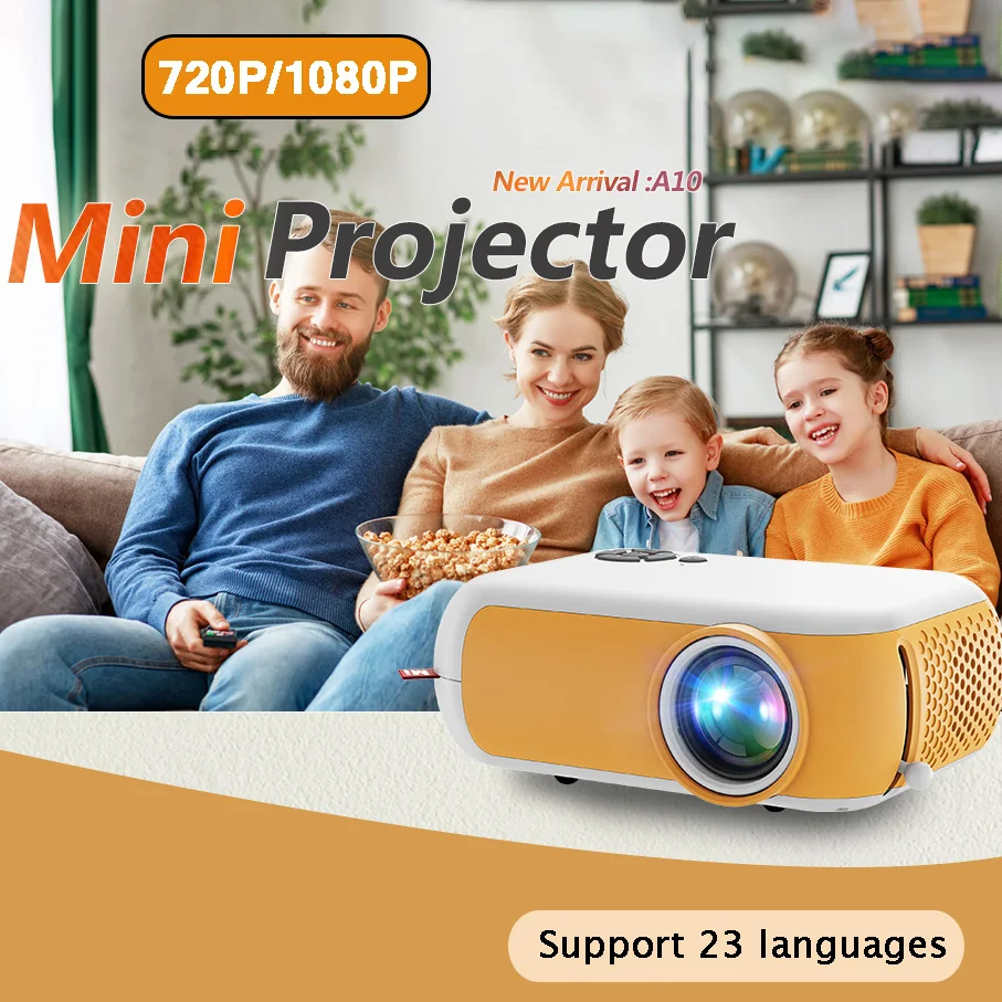 

Мини-проектор для домашнего кинотеатра, переносной сотовый проектор 480x36 0 пикселей 1080P, HDMI-совместимый аудиовидеопроектор с USB