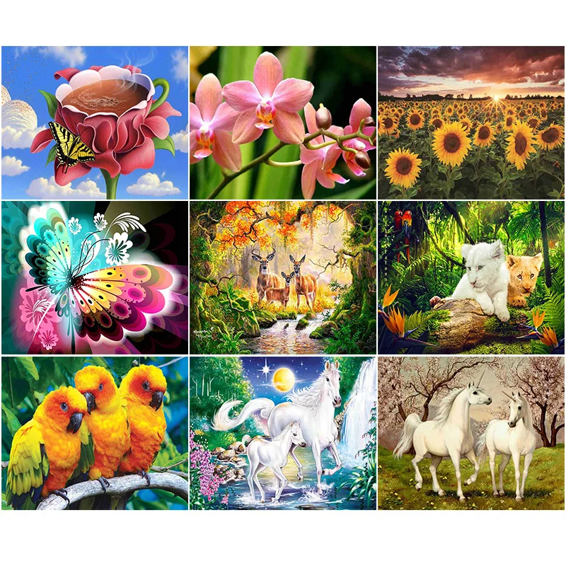 

Алмазная живопись 5D «сделай сам», цветы, Серия животных, Набор для вышивки крестиком, полная вышивка, искусственная мозаика, картины, домашний декор, подарок