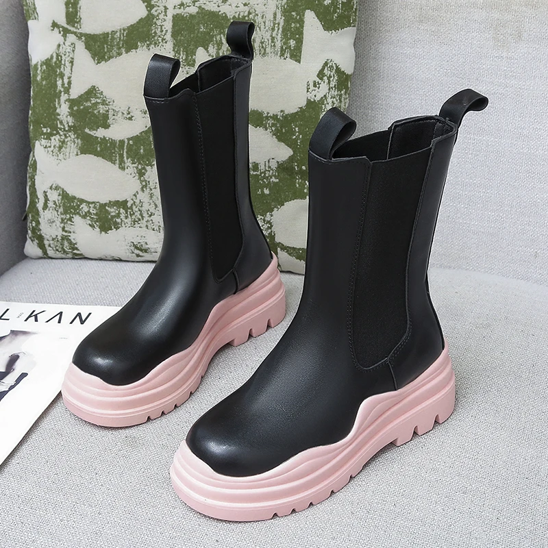 2022 Chunky Heel Ankle Boots Women's Shoes Fall Brand Designer Chelsea Boots Women's Platform Boots Fashion Combat Boots