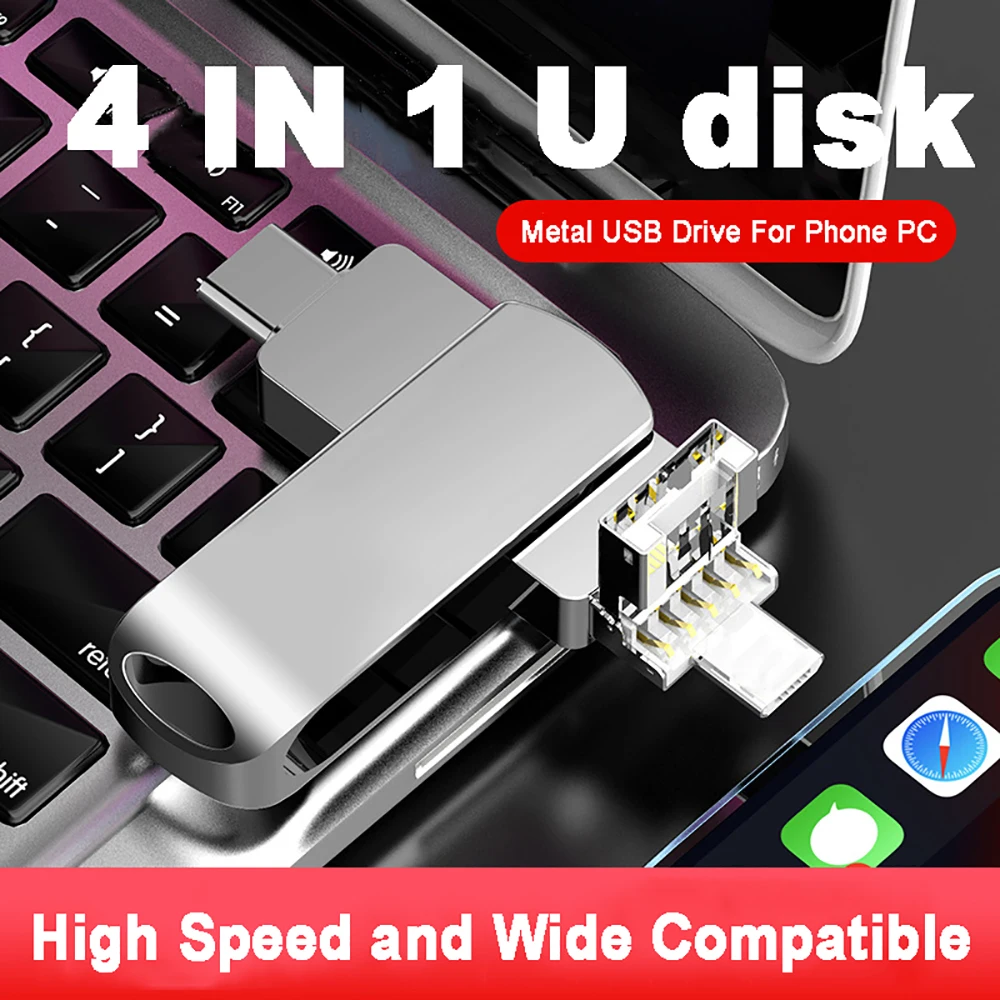 

Usb-флеш-накопитель 4 в 1, 16-64 Гб, USB 3,0