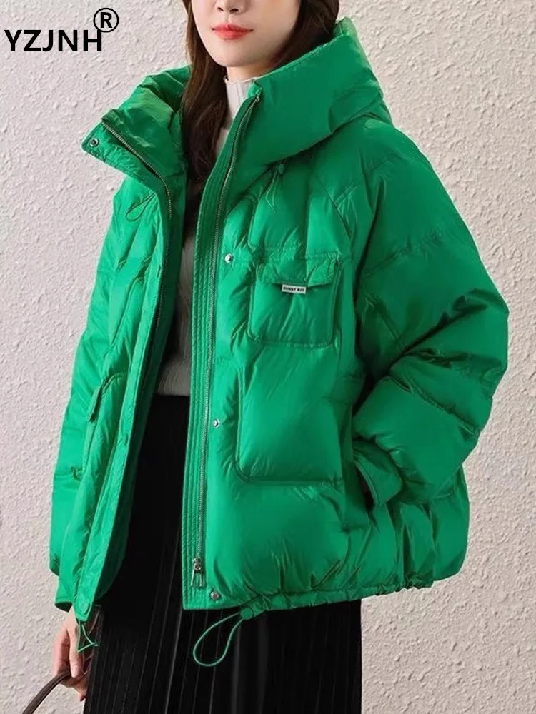 

YZJNH 2023 Women's Winter Cotton Coat Korean Version Loose and Thickened Warm Hooded Cotton Coat Women's Large