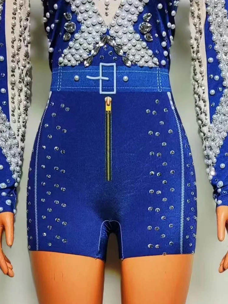 Высококачественный популярный эластичный комбинезон с бусинами 2024 Новая модная