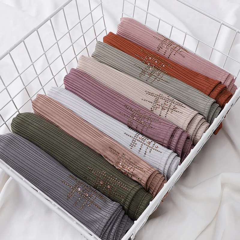 Новый шифоновый хиджаб в полоску шаль простой женский тюрбан плиссированный