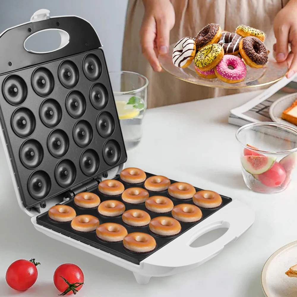 

Mini Donut Maker-1400W DSP Breakfast Machine Household Bread Machine Heating 16 Holes on Both Sides,Adjustable Thermostat