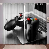 gaming curtains for boys bedroom kids gamer room decor curtain teens black and red video game controller window cortinas