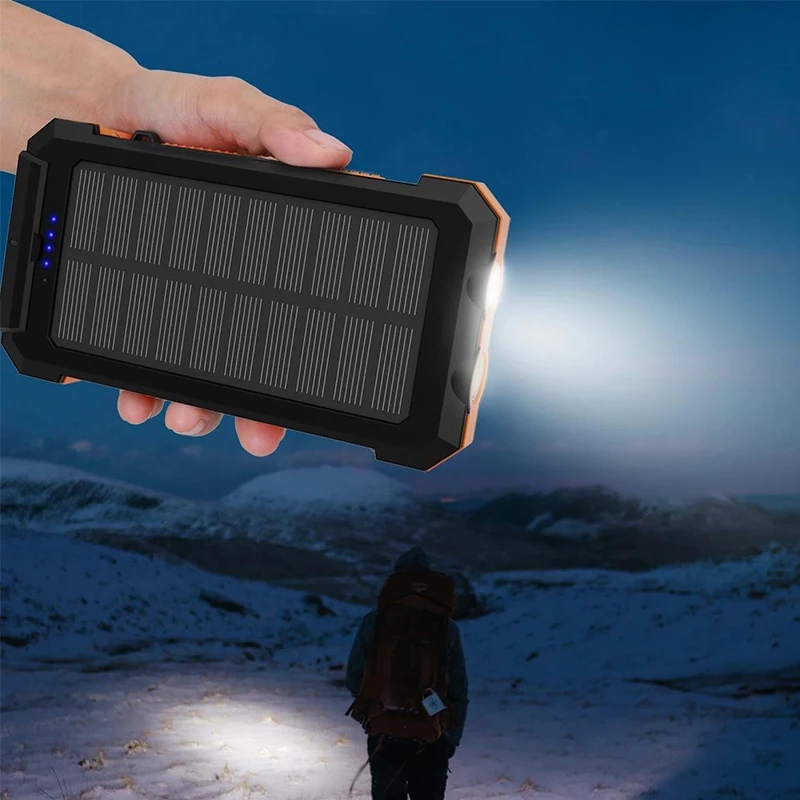 łączność mobilna na energię słoneczną 10000 mAh z kompasem do telefonu komórkowego