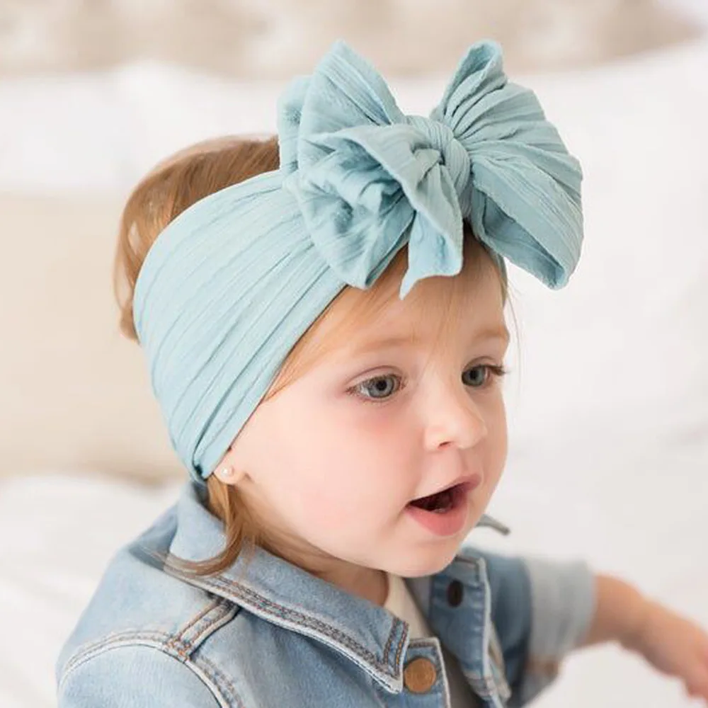 

Baby Girl Bows Nylon Headbands Newborn Infant Toddler Wide Knotted Hair Band Braid Hairbands Kids Child Hair Accessories