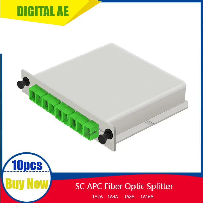 

10pcs 1x8 Splitter SC APC Interface 1:8 PLC Fiber Optical Splitter BOX 1260-1650nm Ftth 260nm~1650nm Wavelength