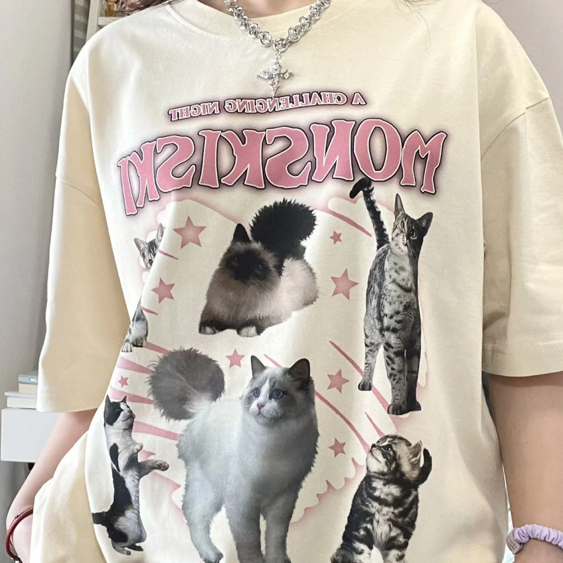 

Hello Hot Dog Kitty Y2k Unif Women Kawaii Printing Harajuku Style Fashion Short-Sleeved T-shirt Korean Graphic Tees Women