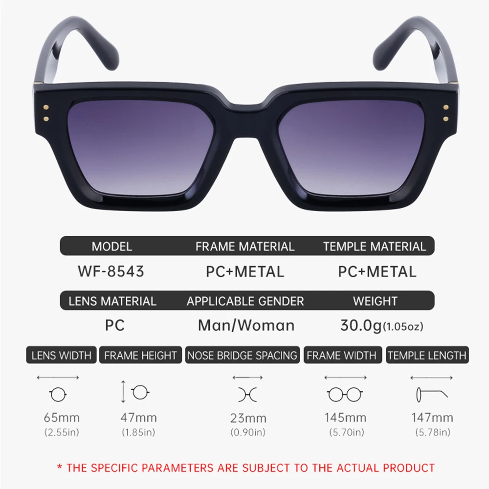 JNPCXI moda kwadratowe nity gradientowe okulary przeciwsłoneczne męskie odcienie UV400 Vintage czarne szare modne damskie