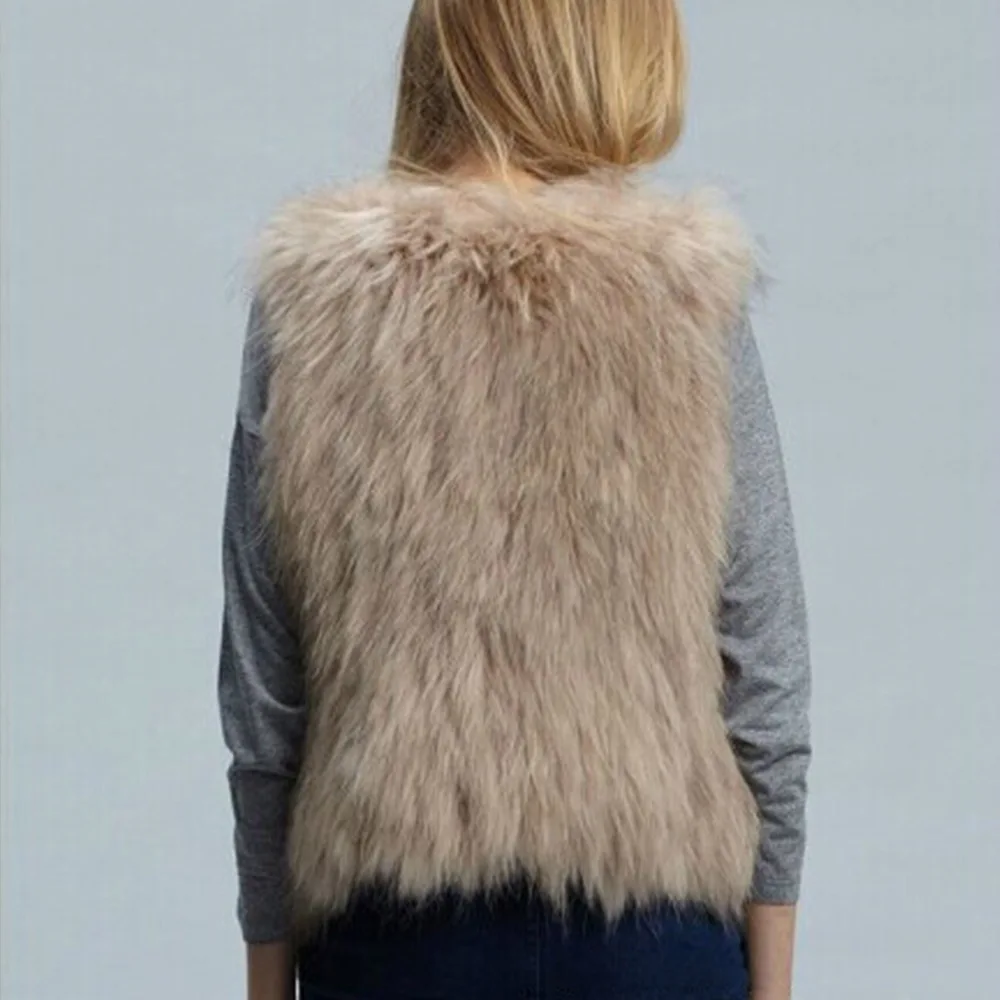 Women's Fur Vest Artificial Fur Imitation Fox Fur Imitation Fur Short Autumn and Winter Vest Coat Women Faux Fur Coat