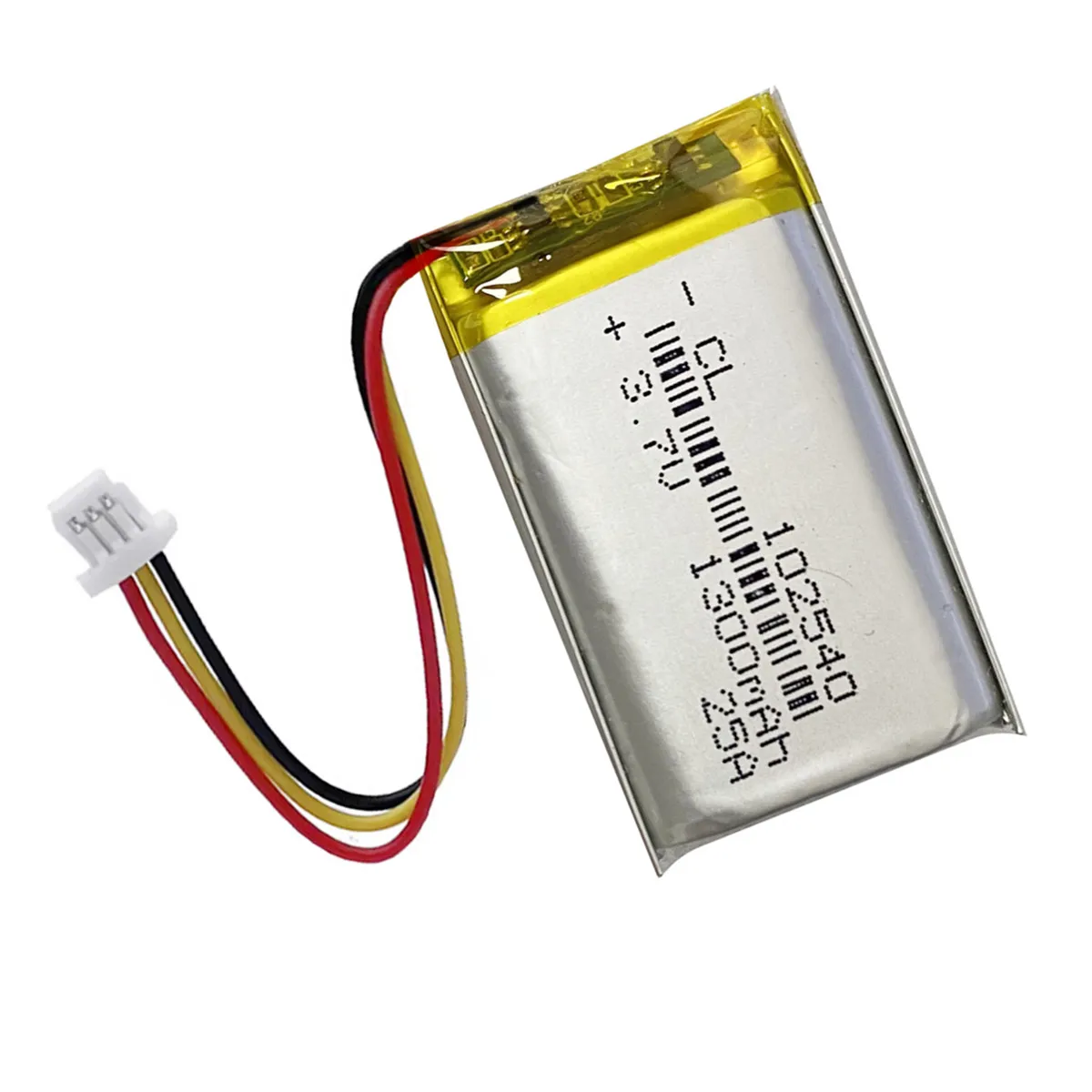Фото Литий-полимерный перезаряжаемый аккумулятор 3.7V 1300mAh 102540 с разъемом JST 3Pin 1.0mm для видеорегистраторов, GPS-трекеров, камер для авто (DVR, DVC) №4
