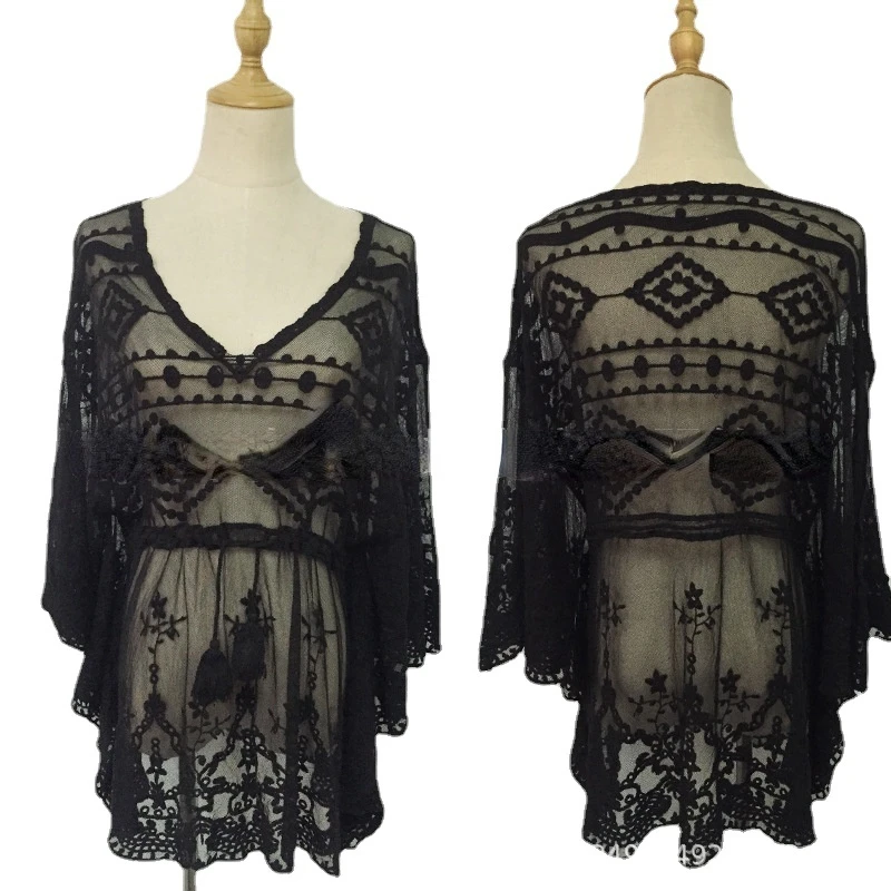 

2022 Bikini Cover Up Lace Hollow Crochet Swimsuit Beach Dress Women Summer Ladies Cover-Ups Bathing Suit Beach Wear Tunic