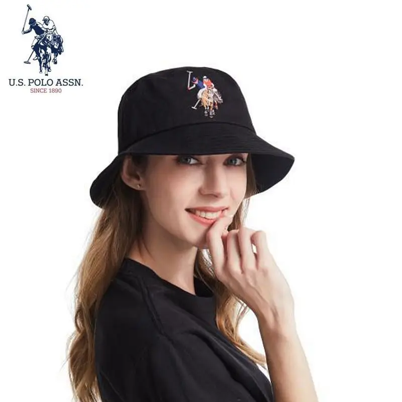U.S.POLO ASSN брендовая шляпа для бассейна рыбака шляпа хлопковая черная белая Всесезонная дикая трендовая Мужская Женская Солнцезащитная шляпа от солнца