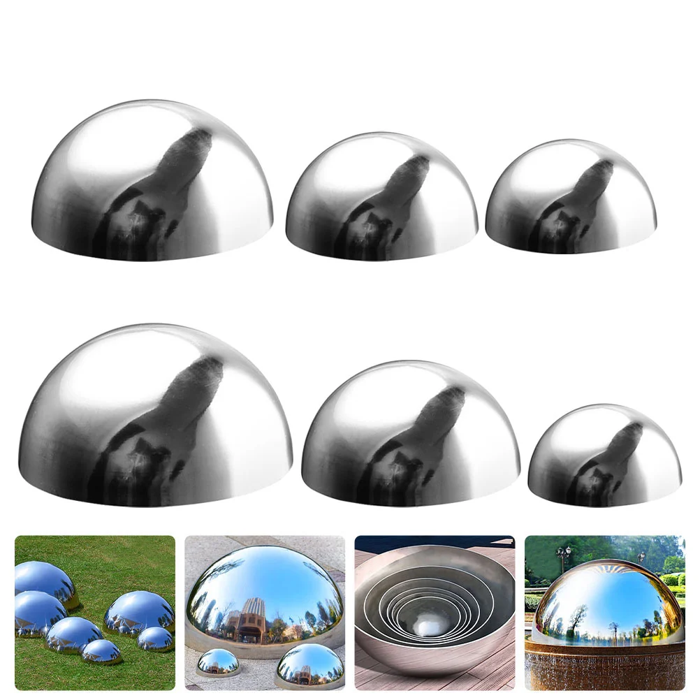 

Gazing Ball Stainless Steel Garden Mirror Globe Ornament Sphere Hollow Reflective Hemisphere Home Pond Outdoor Decor
