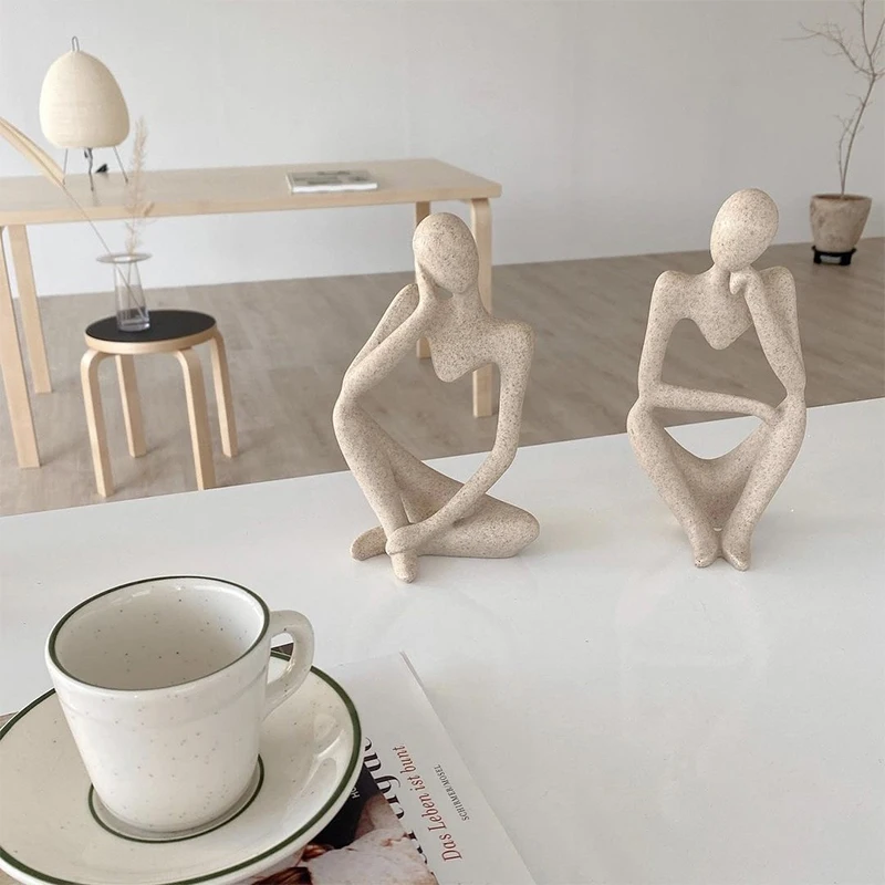 

Sand Color The Thinker Abstract Statues Sculptures Yoga Figurine Nordic Living Room Home Decor Decoration Desk Ornaments